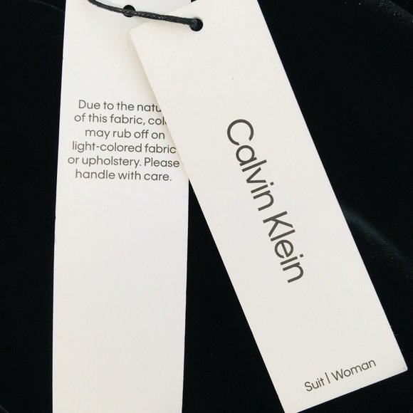 Calvin Klein Velvet Blazer Jacket Women's Plus Sz 22W Black One-Button Lined - Picture 12 of 15